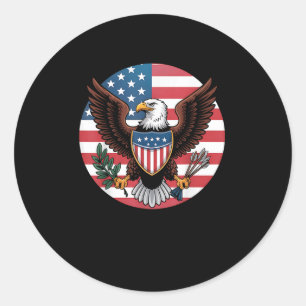 Patriotic Usa Eagle Shield American Flag 4th Of Ju Classic Round Sticker