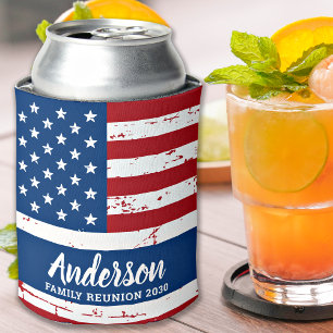Patriotic USA Family Personalised American Flag Can Cooler
