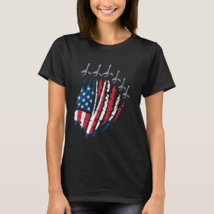 Patriotic USA Fighter Jets American Flag 4th Of Ju T-Shirt