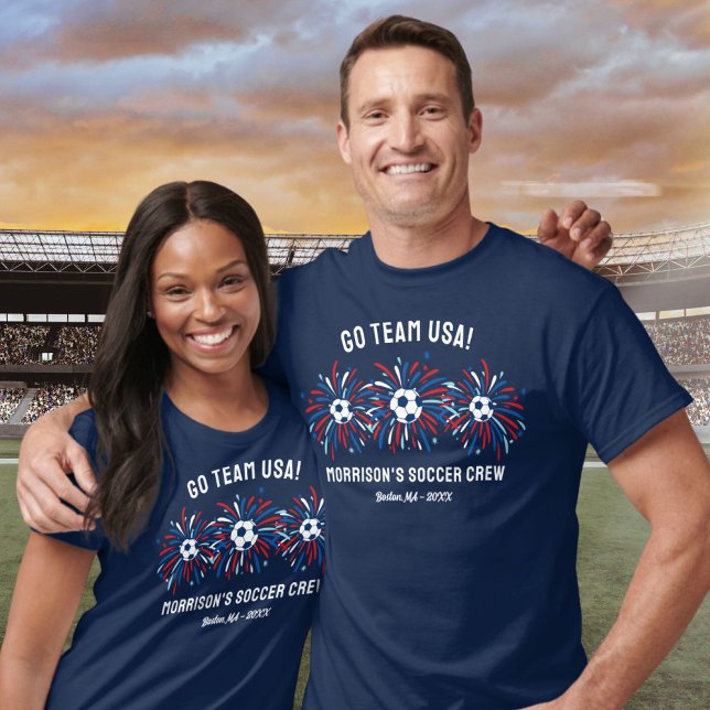 Patriotic USA Fireworks Soccer Team Crew Custom T-Shirt (Creator Uploaded)
