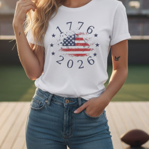 Patriotic USA Flag 1776-2026 America 250th T-Shirt