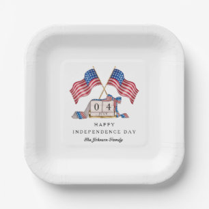 Patriotic USA Flag 4th Of July Paper Plate