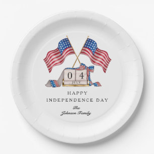 Patriotic USA Flag 4th Of July Paper Plate