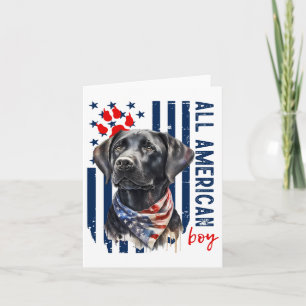 Patriotic Usa Flag Black Labrador All American Boy Card