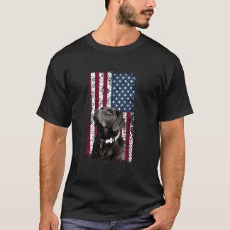 Patriotic Usa Flag Black Labrador T-Shirt For Lab 
