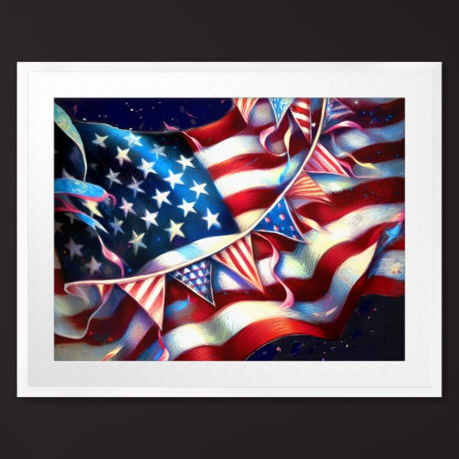 Patriotic USA Flag Bunting Hard Pastel  Poster (Creator Uploaded)
