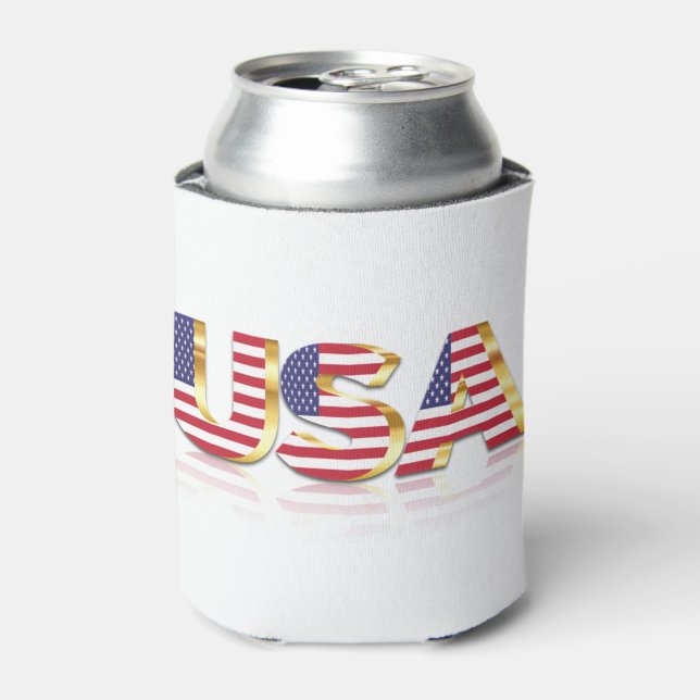 Patriotic USA Flag Can Cooler (Can Front)