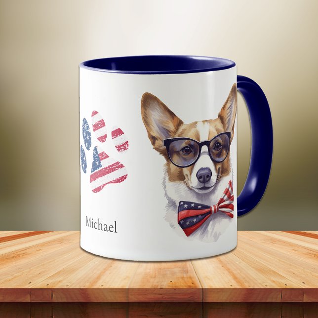 Patriotic USA Flag Corgi Dog Mug (Creator Uploaded)