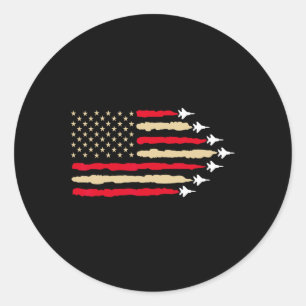 Patriotic Usa Flag Fighter Jets Aeroplane 4th Of J Classic Round Sticker