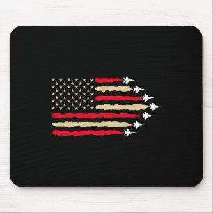 Patriotic Usa Flag Fighter Jets Aeroplane 4th Of J Mouse Pad