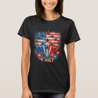 Patriotic Usa Flag Fighter Jets Awareness Support T-Shirt
