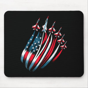 Patriotic USA Flag Fighter Jets Boys 4th of July Mouse Pad