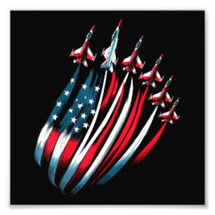 Patriotic USA Flag Fighter Jets Boys 4th of July Photo Print