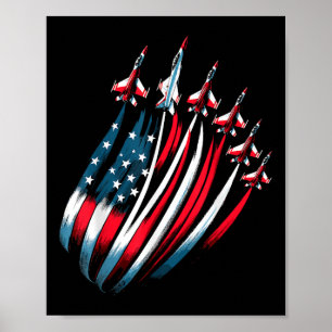 Patriotic USA Flag Fighter Jets Boys 4th of July Poster
