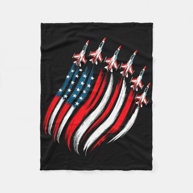 Patriotic Usa Flag Fighter Jets Boys Mens 4th Of J Fleece Blanket (Front)