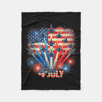 Patriotic usa flag fighter jets funny 4th of july fleece blanket