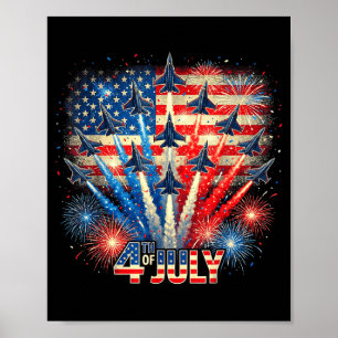 Patriotic usa flag fighter jets funny 4th of july poster