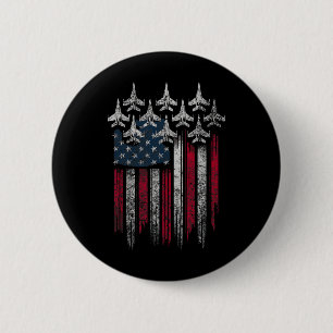 Patriotic Usa Flag Fighter Jets Lover 4th Of July 6 Cm Round Badge