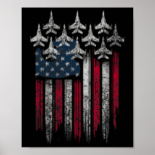Patriotic Usa Flag Fighter Jets Lover 4th Of July  Poster
