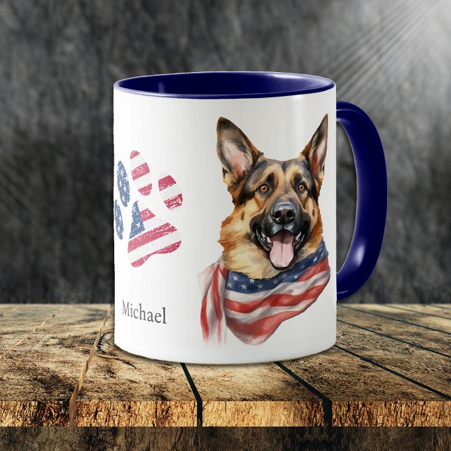 Patriotic USA Flag German Shepherd Dog Mug (Creator Uploaded)