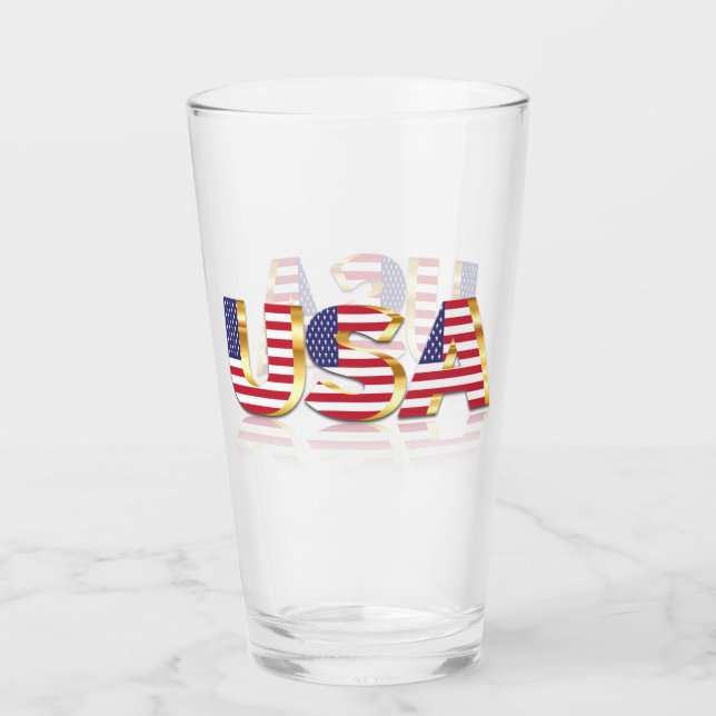 Patriotic USA Flag Glass (Front)