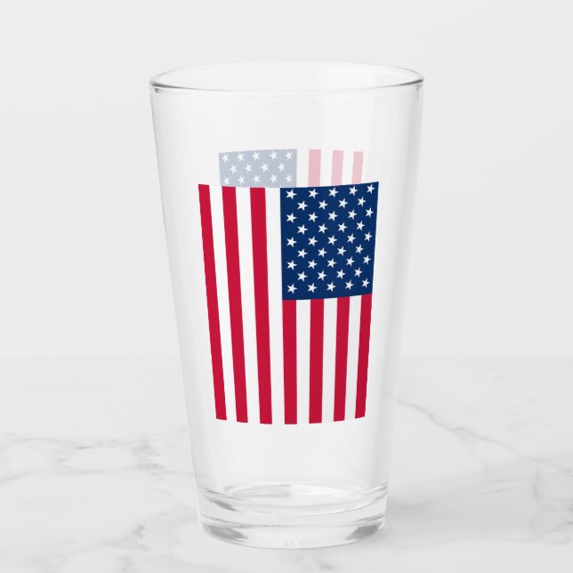 Patriotic USA Flag Glass (Front)