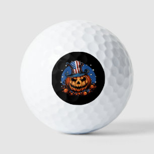 Patriotic USA Flag Halloween Pumpkin Women, Men Golf Balls