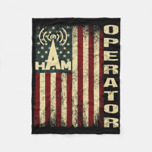Patriotic Usa Flag Ham Radio Amateur Radio Operato Fleece Blanket