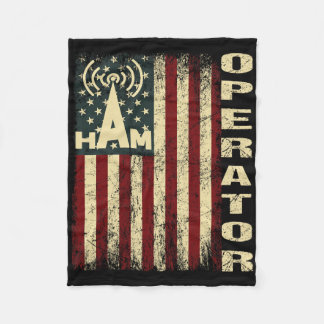Patriotic Usa Flag Ham Radio Amateur Radio Operato Fleece Blanket