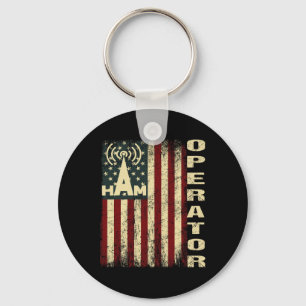 Patriotic Usa Flag Ham Radio Amateur Radio Operato Key Ring