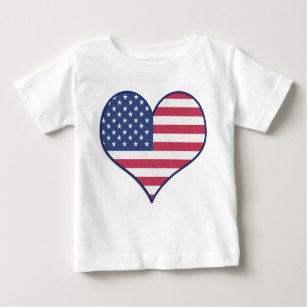 Patriotic USA Flag Heart Home of the Brave Baby T-Shirt