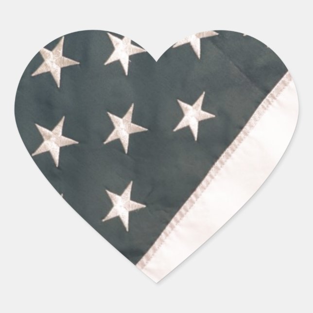 Patriotic USA Flag Heart Sticker (Front)