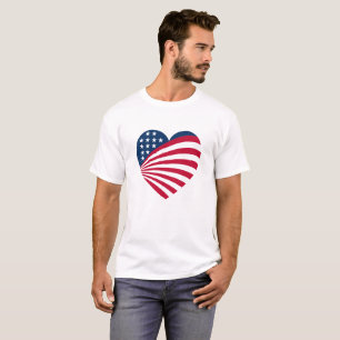 Patriotic USA Flag Heart T-Shirt