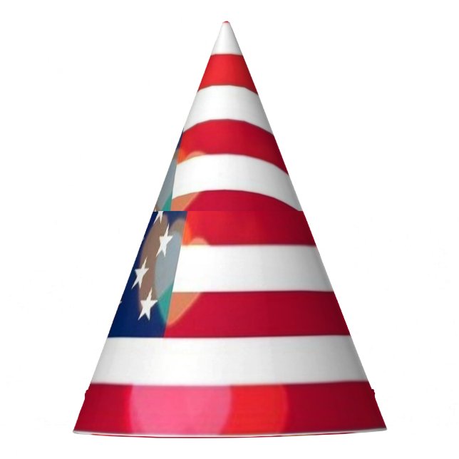 Patriotic USA Flag hearts with calligraphy text  Party Hat (Front)