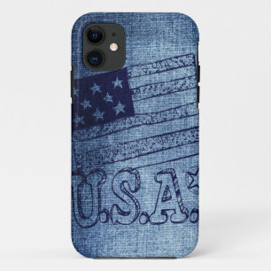 Patriotic USA Flag in Denim Blue Case-Mate iPhone Case