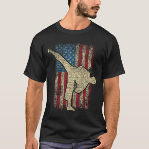 Patriotic Usa Flag Karate Taekwondo Mixed Martial  T-Shirt