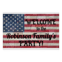 Patriotic USA Flag on Stone Wall Calligraphy Text