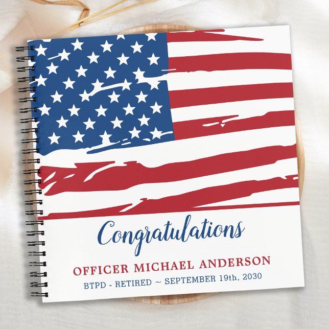 Patriotic USA Flag Police Retirement Guest Book (Creator Uploaded)