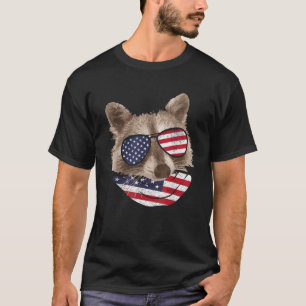 Patriotic USA Flag Racoon 4th of July Trash Panda T-Shirt