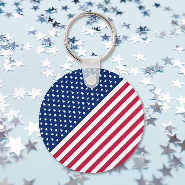 Patriotic USA Flag Red White Blue Stars Stripes Key Ring (Patriotic USA Flag Red White Blue Stars Stripes Keychain)