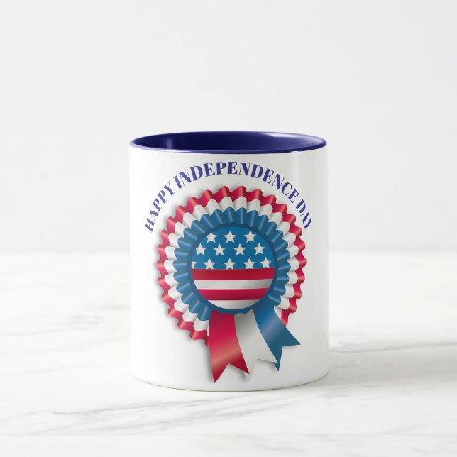 Patriotic USA Flag Rosette Award Custom Mug (Center)