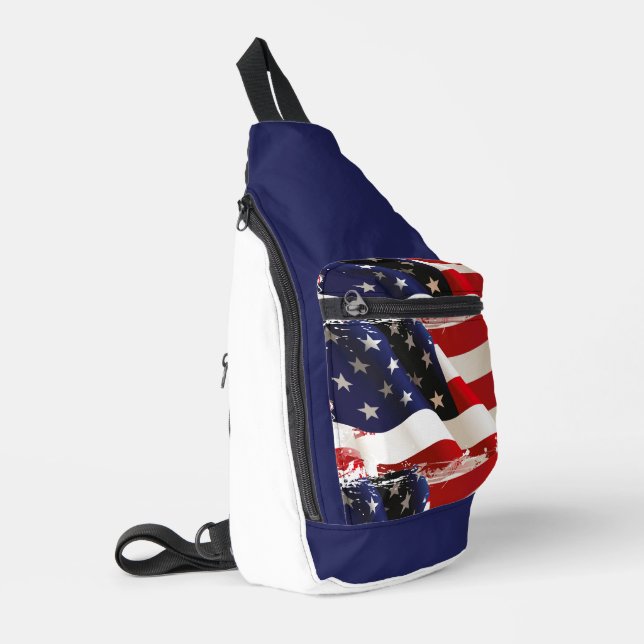 Patriotic USA Flag  Sling Bag (Left Corner)