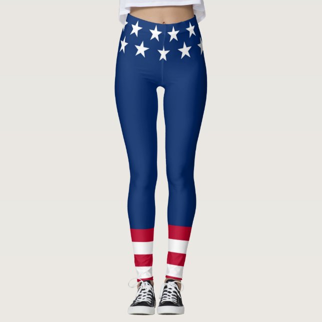 Patriotic USA flag Stars & Stripes American Leggings (Front)
