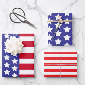 Patriotic USA flag Stars & Stripes American Wrapping Paper Sheet