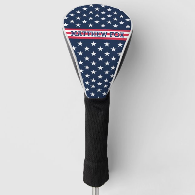 Patriotic USA Flag 🇺🇸 Stars & Stripes Golfer Golf Head Cover (Front)