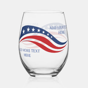 Patriotic USA Flag Stemless Wine Glass
