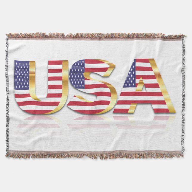 Patriotic USA Flag Throw Blanket (Front)