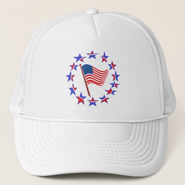 Patriotic USA Flag Trucker Hat (Front)
