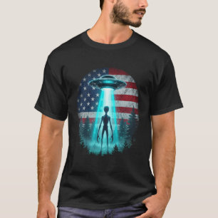 Patriotic USA Flag UFO Alien Sci Fi Extraterrestri T-Shirt
