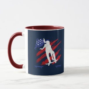 Patriotic USA Flag Women's Skateboarding Mug